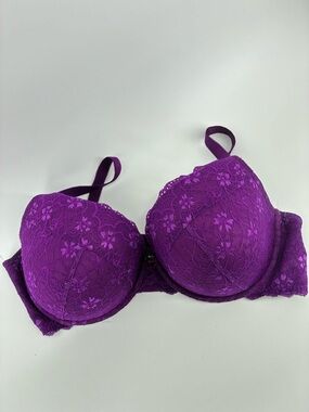 Purple Lace Underwire Push-Up Bra